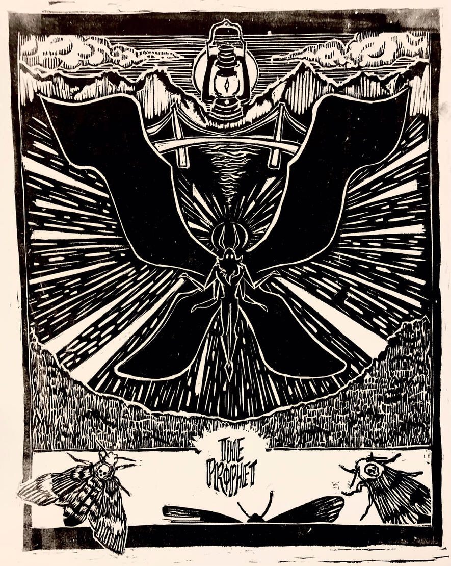 "The Prophet" Linocut Woodblock Print